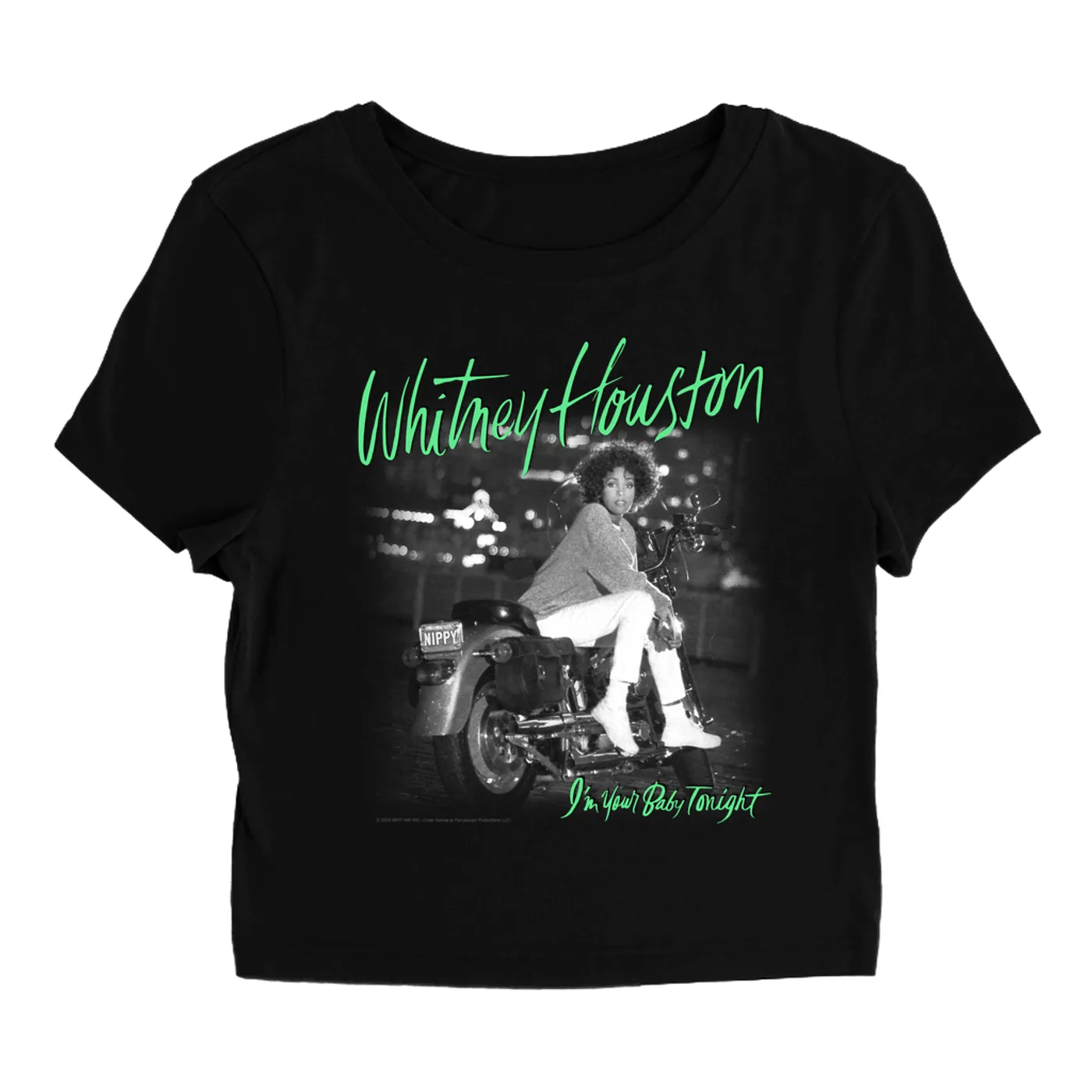 Whitney Houston Women's T-Shirt | I'm Your Baby Tonight Album Cover Green Design Whitney Houston Baby Tee