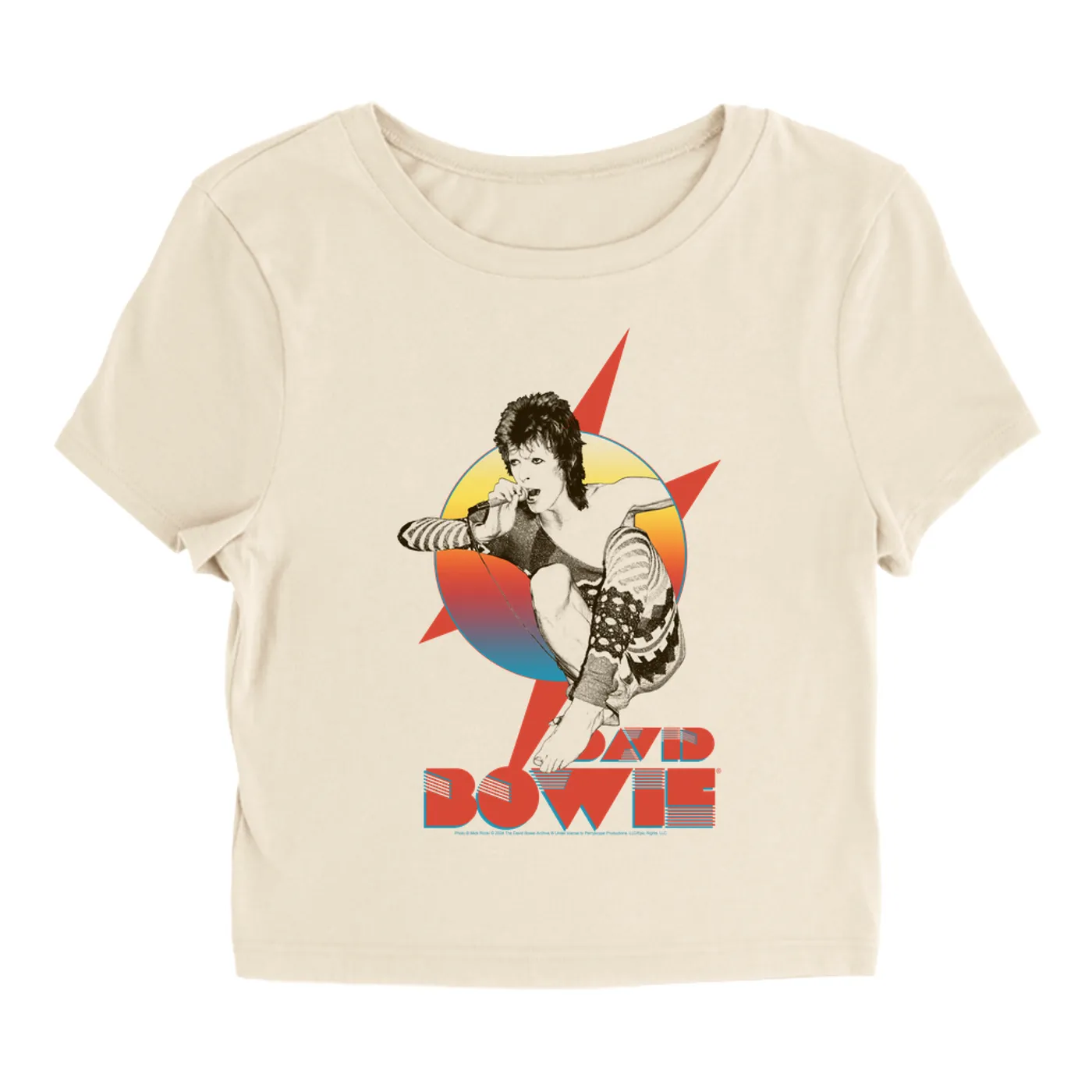 David Bowie Women's T-Shirt | Bowie Performing Colorful Design David Bowie Baby Tee