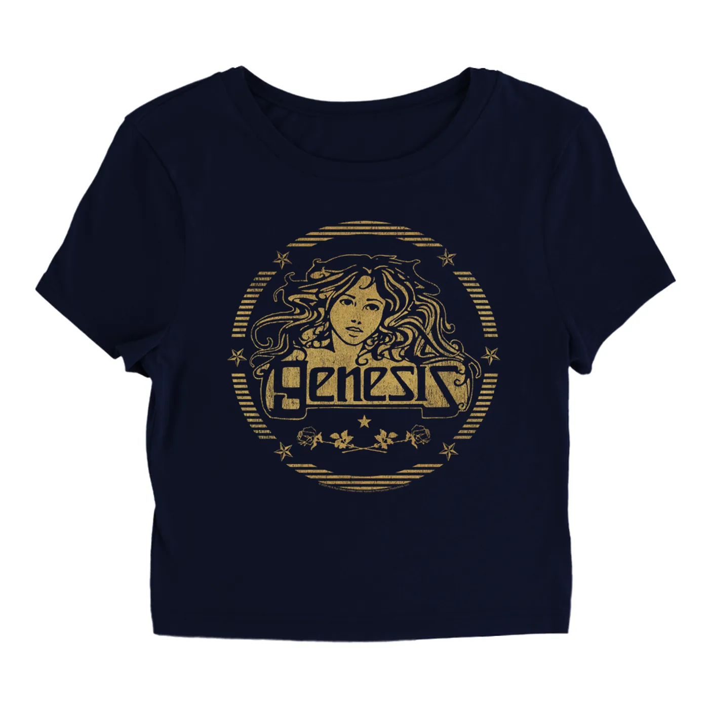 Genesis Women's T-Shirt | Band Art Nouveau Gold Logo Genesis Baby Tee