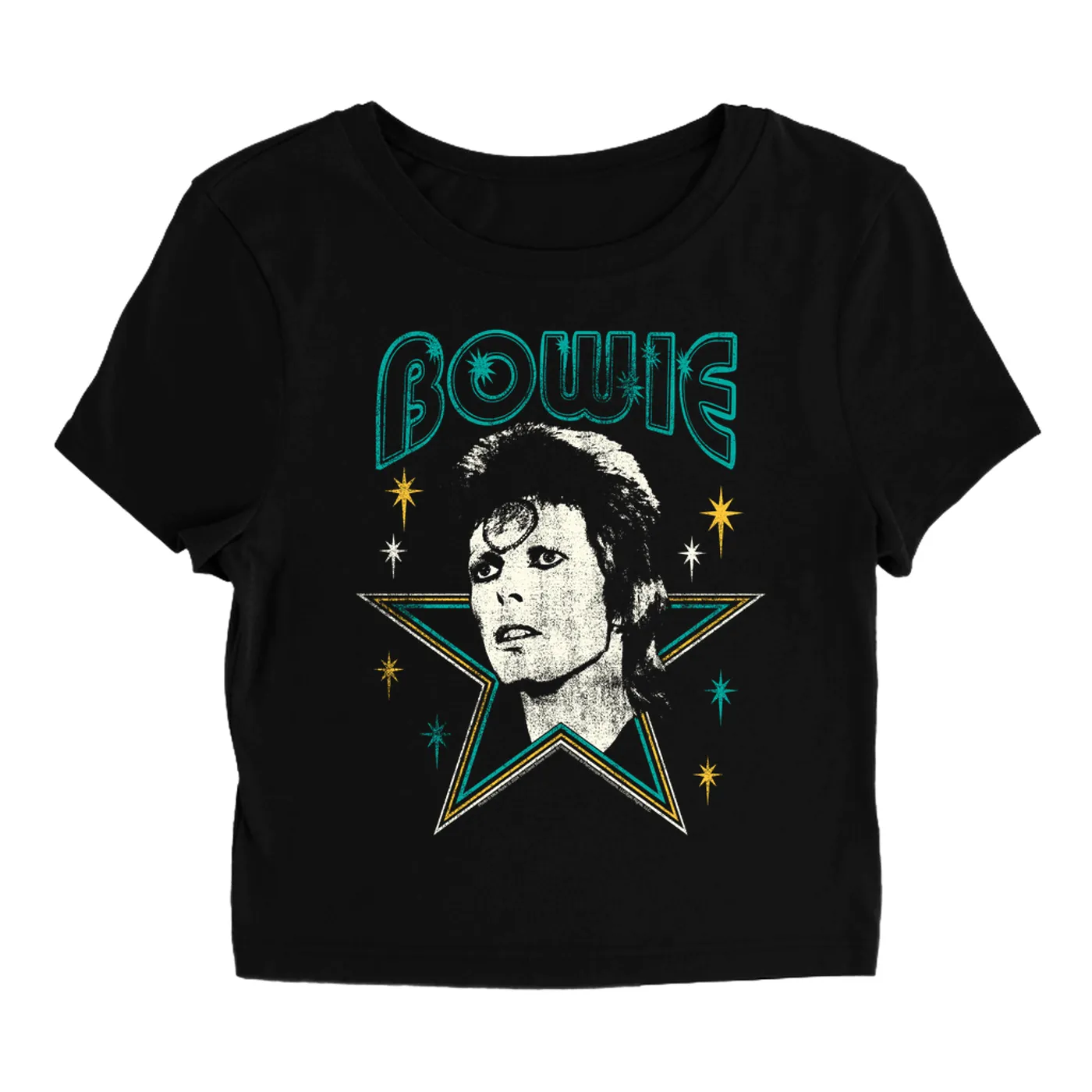 David Bowie Women's T-Shirt | Star Power Distressed (Merchbar Exclusive) David Bowie Baby Tee