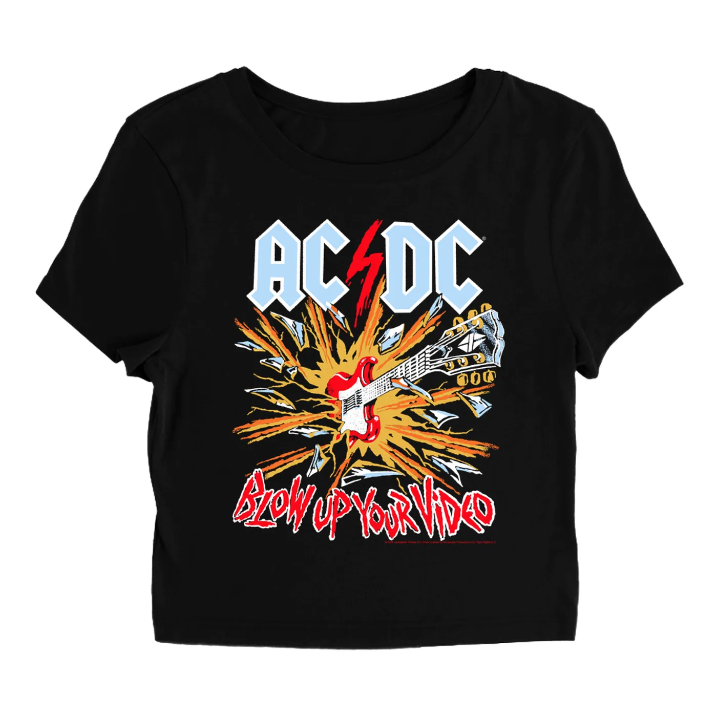 AC/DC Women's T-Shirt | Blow Up Your Video Primary Colors ACDC Baby Tee