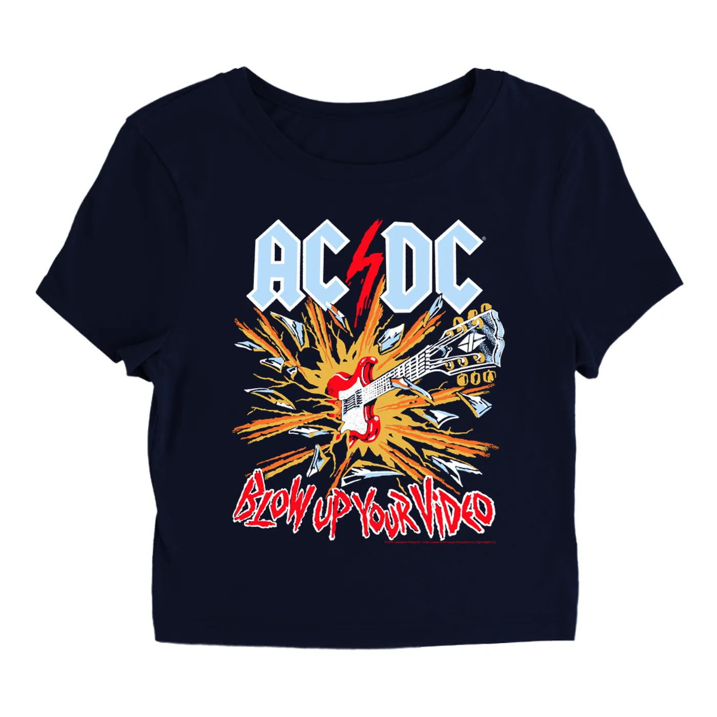 AC/DC Women's T-Shirt | Blow Up Your Video Primary Colors ACDC Baby Tee