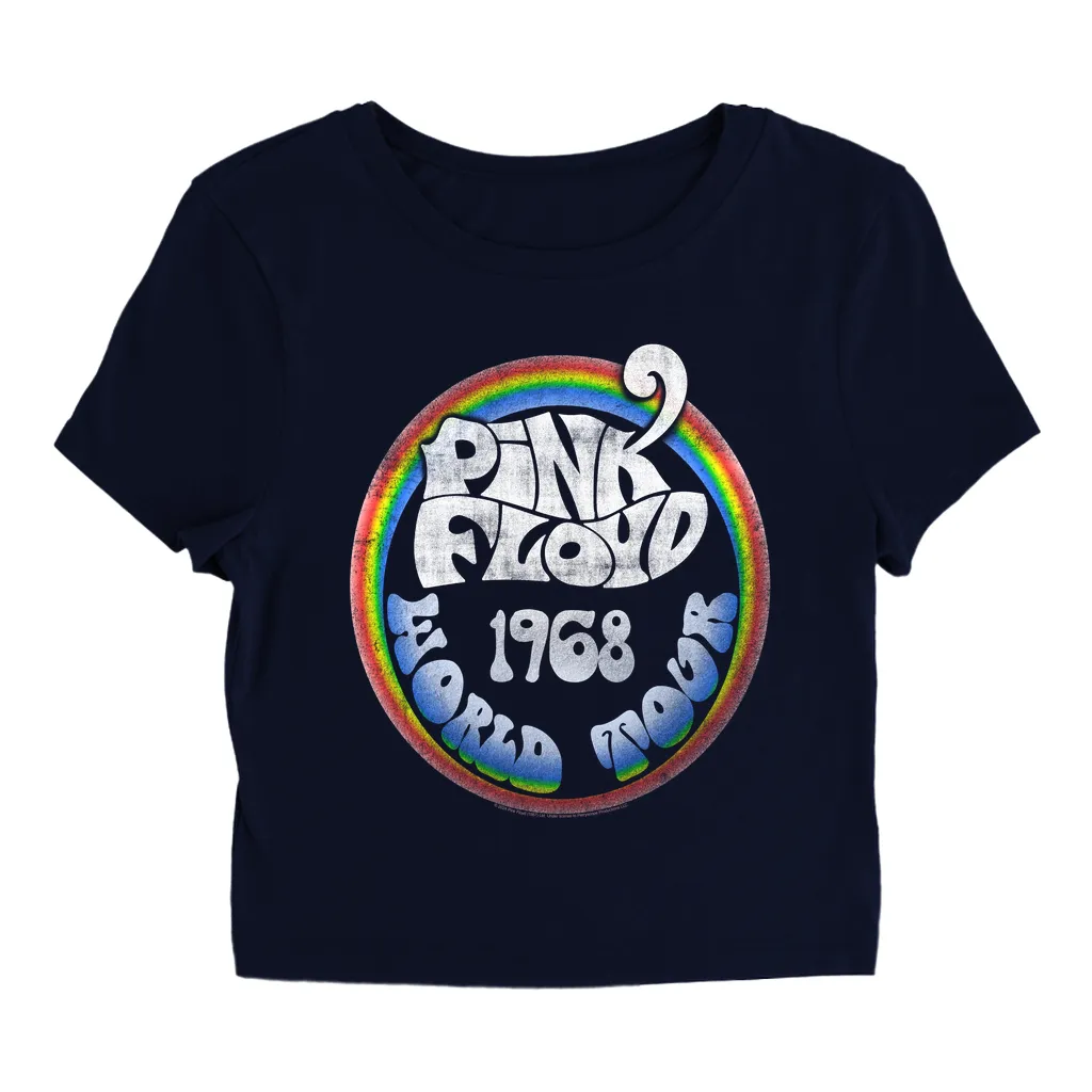 Women's T-Shirt | Rainbow Ombre 1968 World Tour Design Distressed Baby Tee