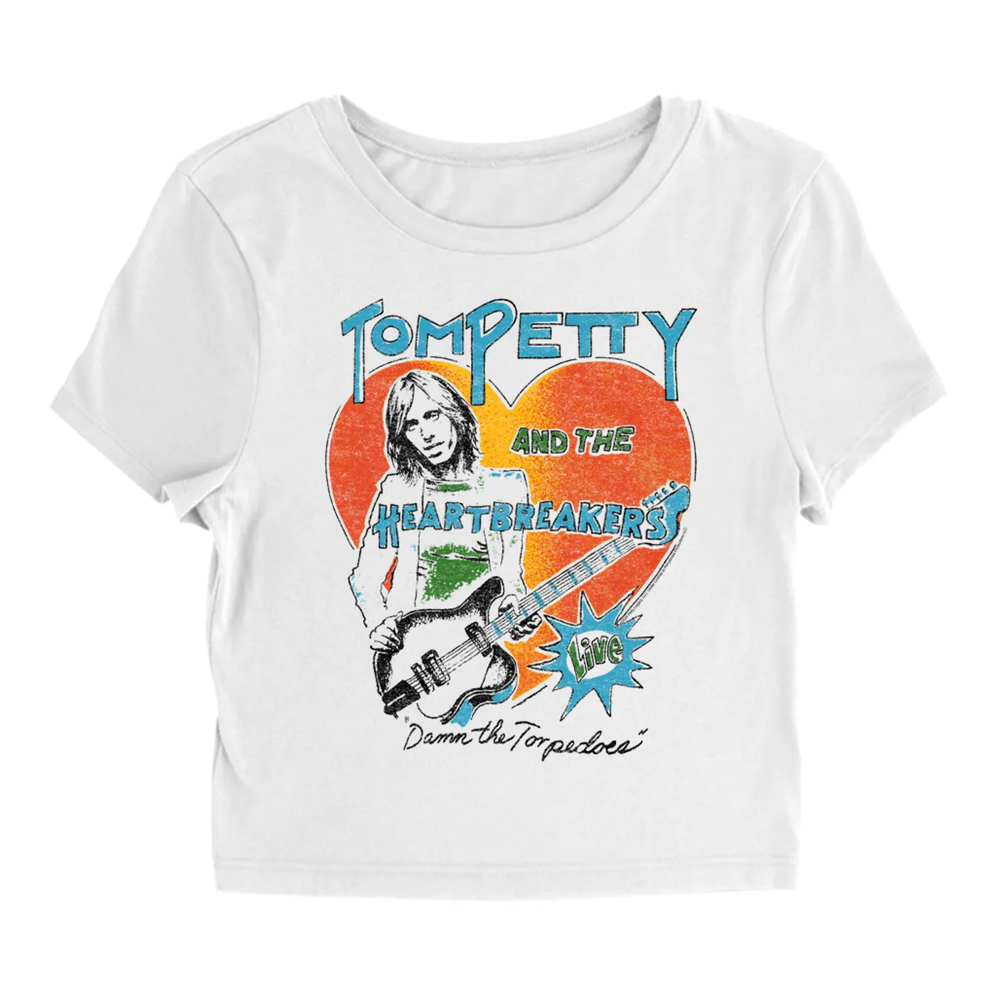 Tom Petty and the Heartbreakers Women's T-Shirt | LIVE! Damn The Torpedoes Distressed Tom Petty Baby Tee