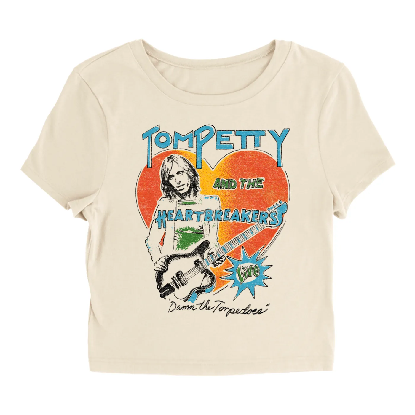 Tom Petty and the Heartbreakers Women's T-Shirt | LIVE! Damn The Torpedoes Distressed Tom Petty Baby Tee