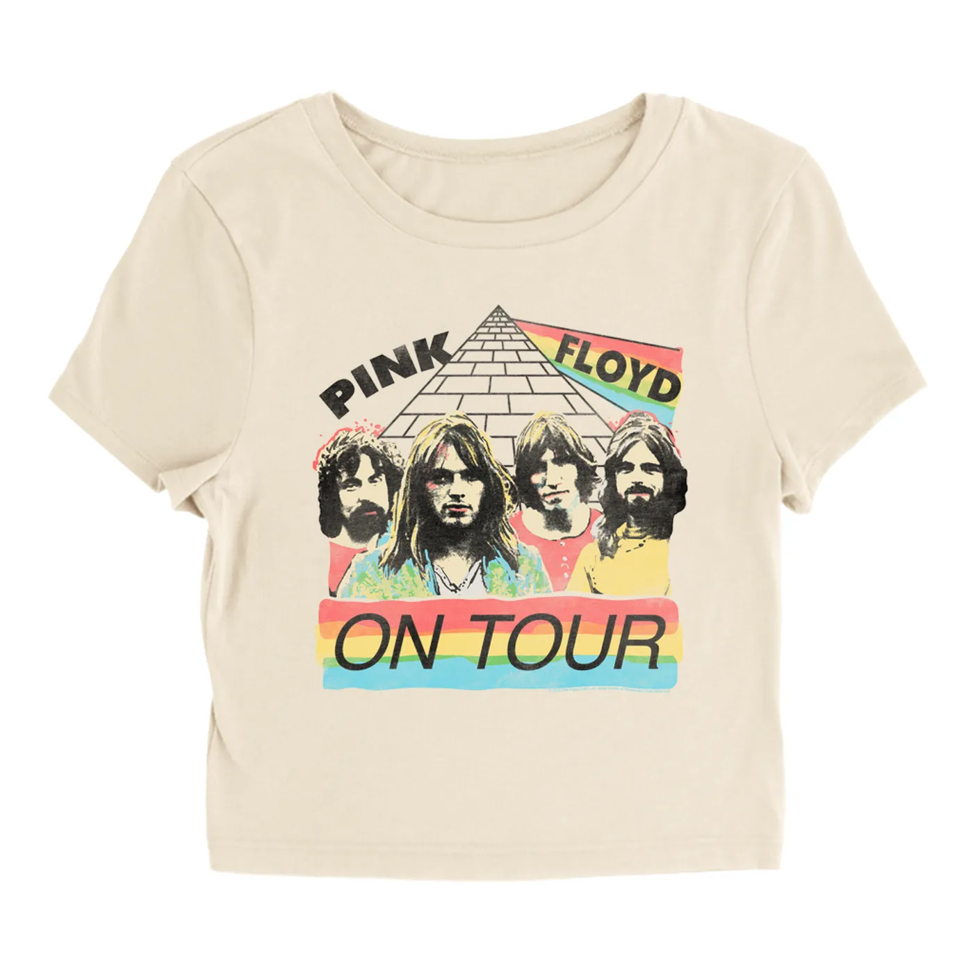 Pink Floyd Women's T-Shirt | 1980 Live In Concert Colorful Design Distressed Pink Floyd Baby Tee