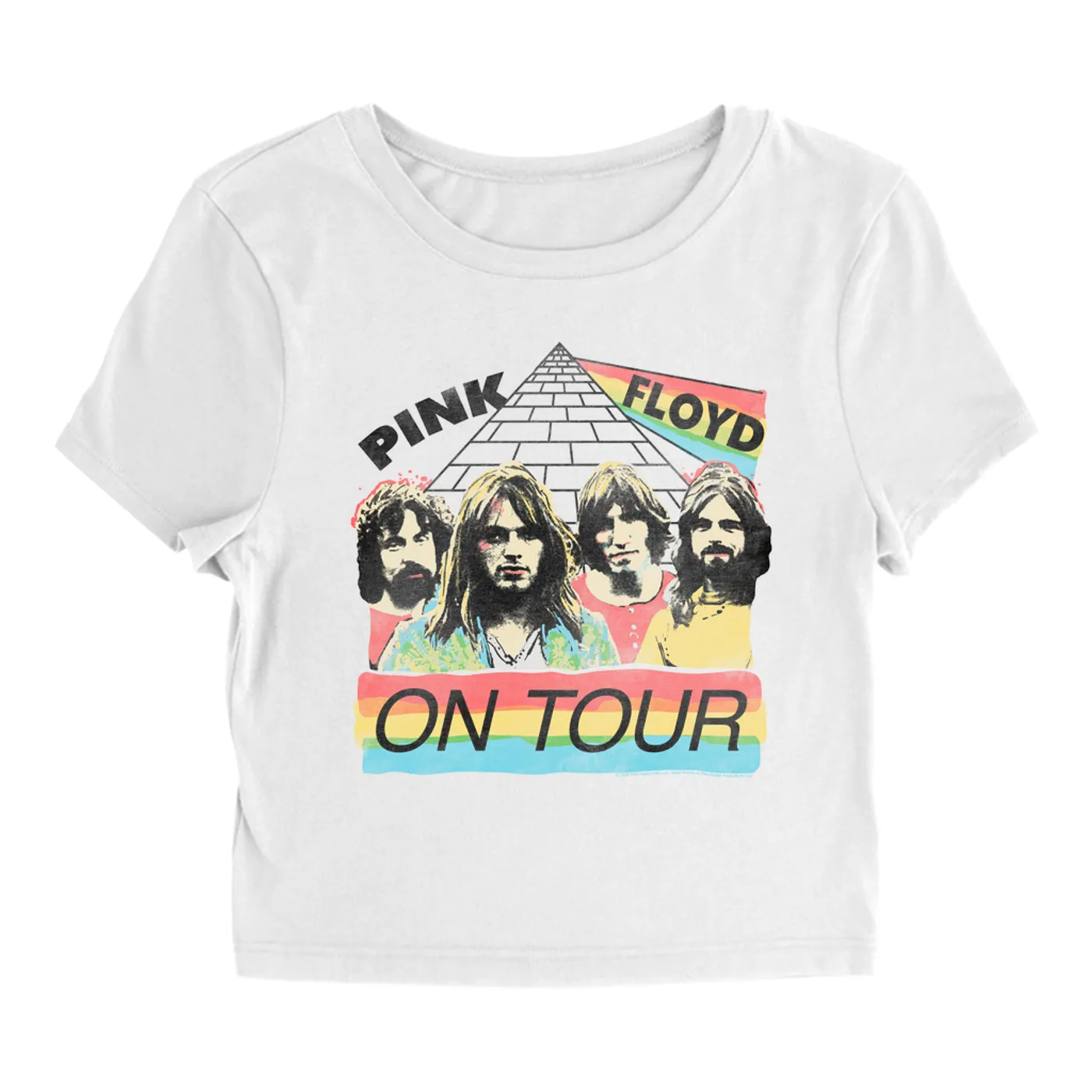Pink Floyd Women's T-Shirt | 1980 Live In Concert Colorful Design Distressed Pink Floyd Baby Tee