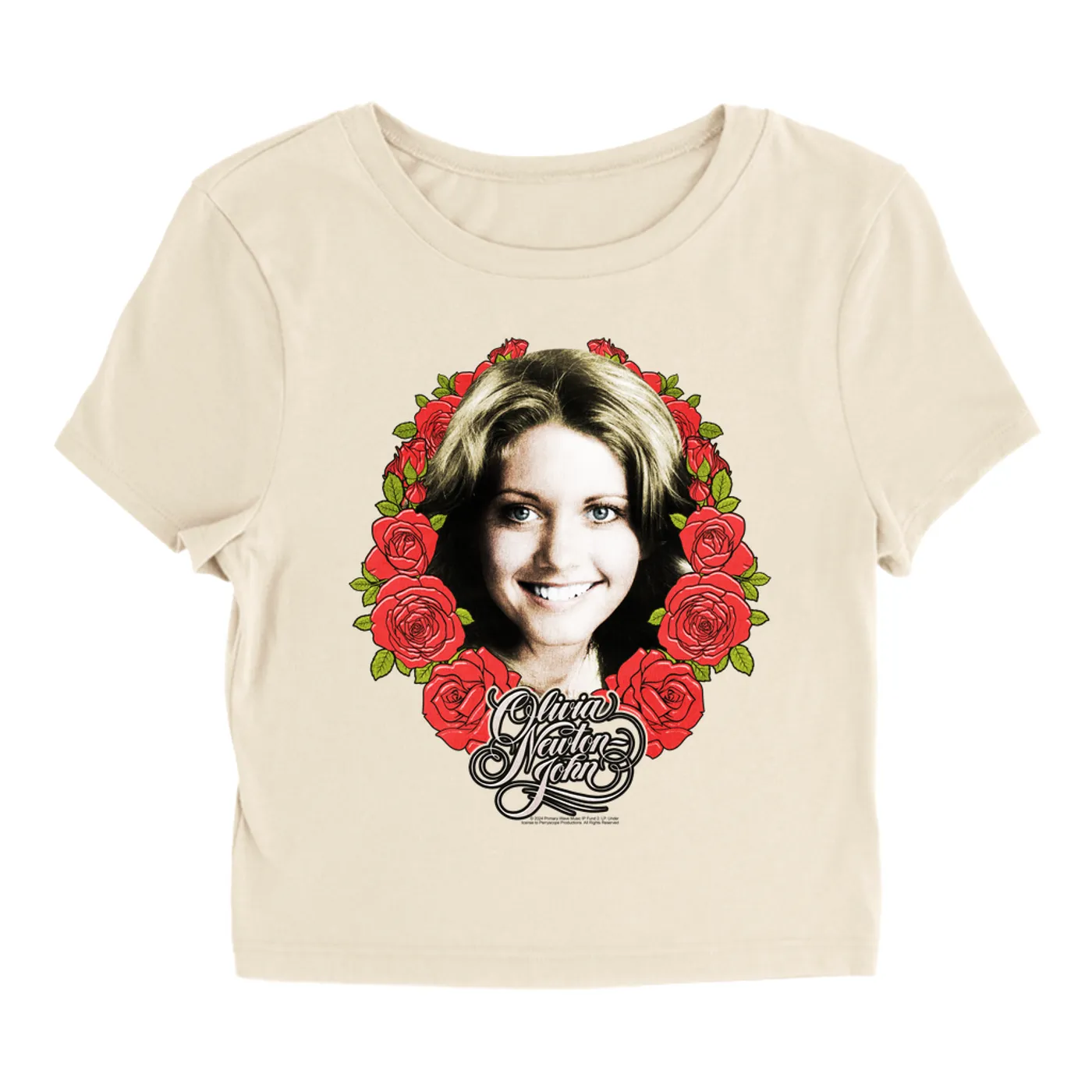 Olivia Newton-John Women's T-Shirt | Rose Crest Tribute Design (Merchbar Exclusive) Olivia Newton John Baby Tee