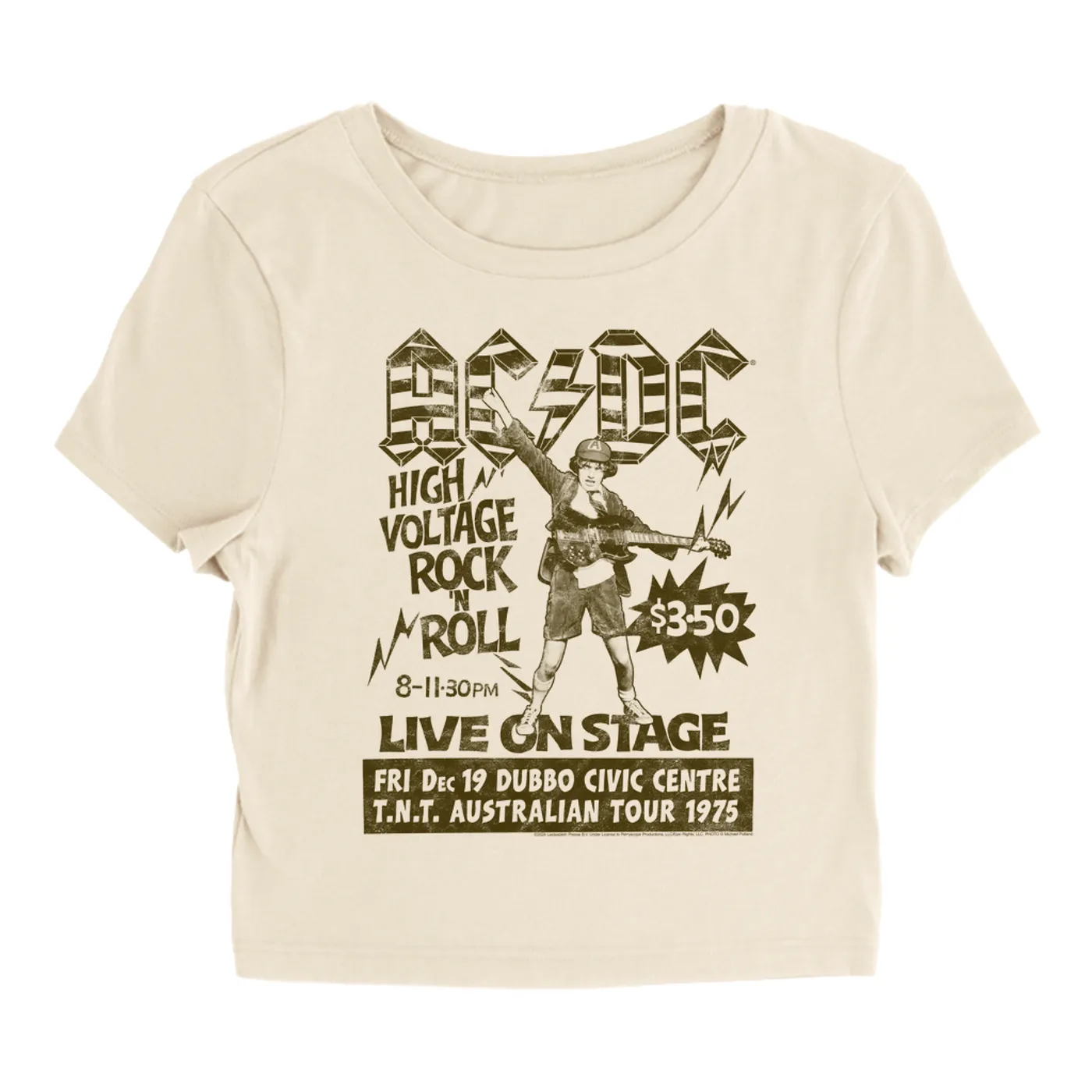 AC/DC Women's T-Shirt | Live High Voltage Punk Rock (Merchbar Exclusive) ACDC Baby Tee