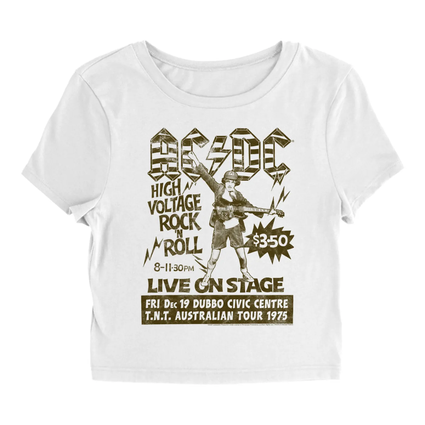 AC/DC Women's T-Shirt | Live High Voltage Punk Rock (Merchbar Exclusive) ACDC Baby Tee