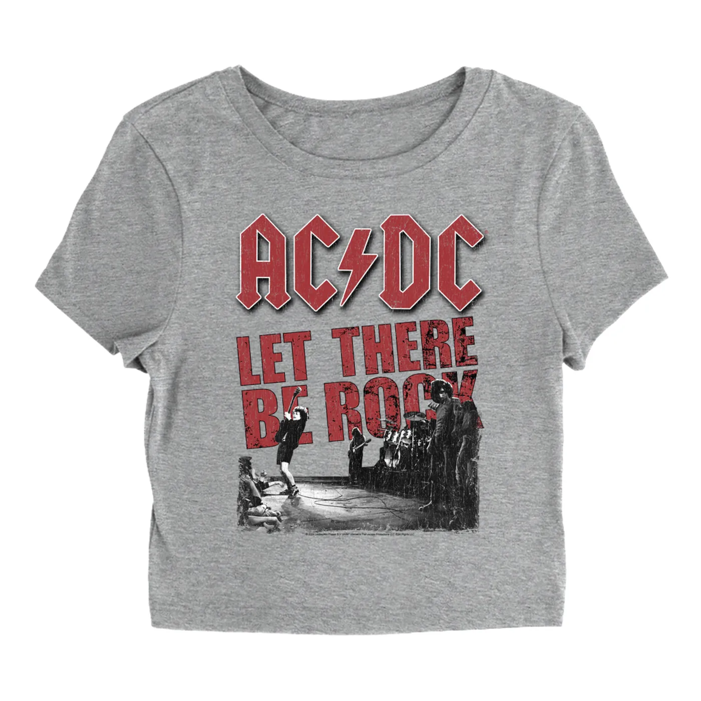 AC/DC Women's T-Shirt | Let There Be Rock Stage Performance Distressed ACDC Baby Tee