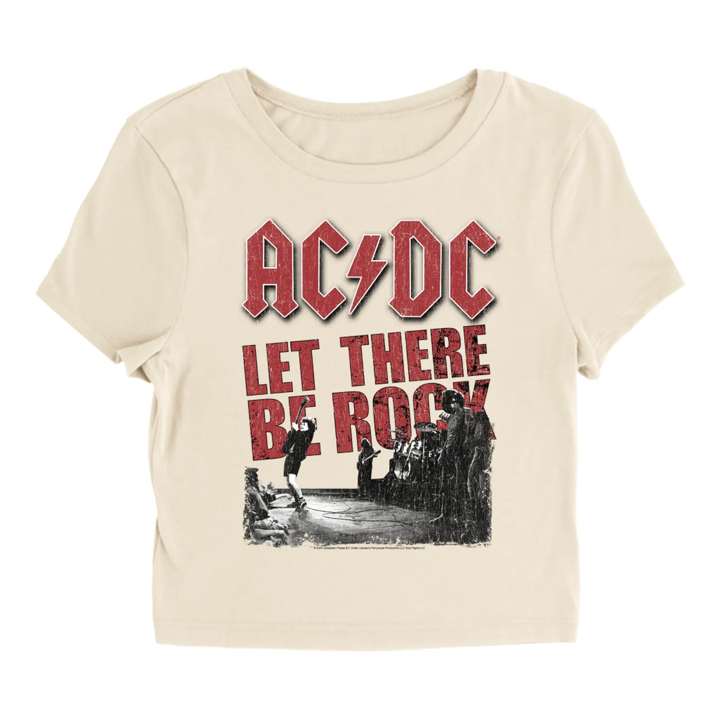AC/DC Women's T-Shirt | Let There Be Rock Stage Performance Distressed ACDC Baby Tee
