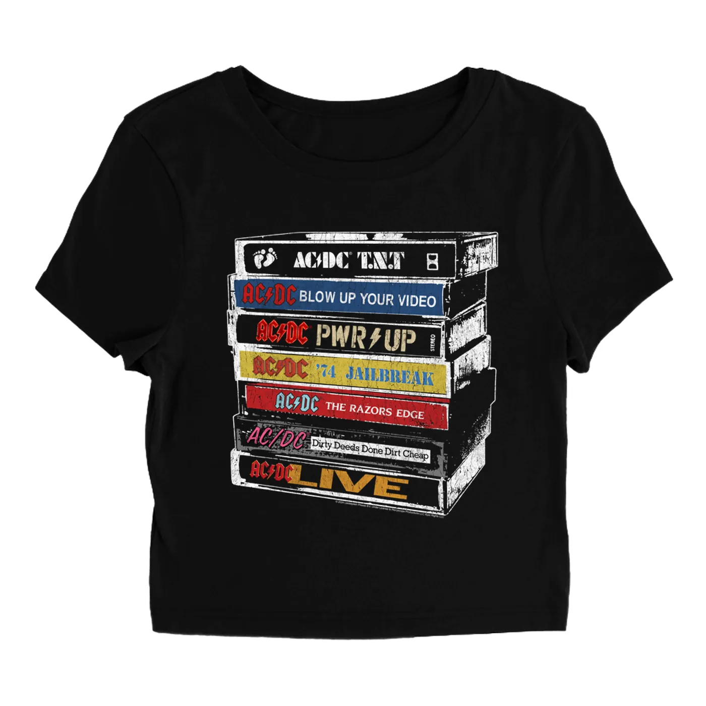 AC/DC Women's T-Shirt | Stacked Tapes (Merchbar Exclusive) ACDC Baby Tee