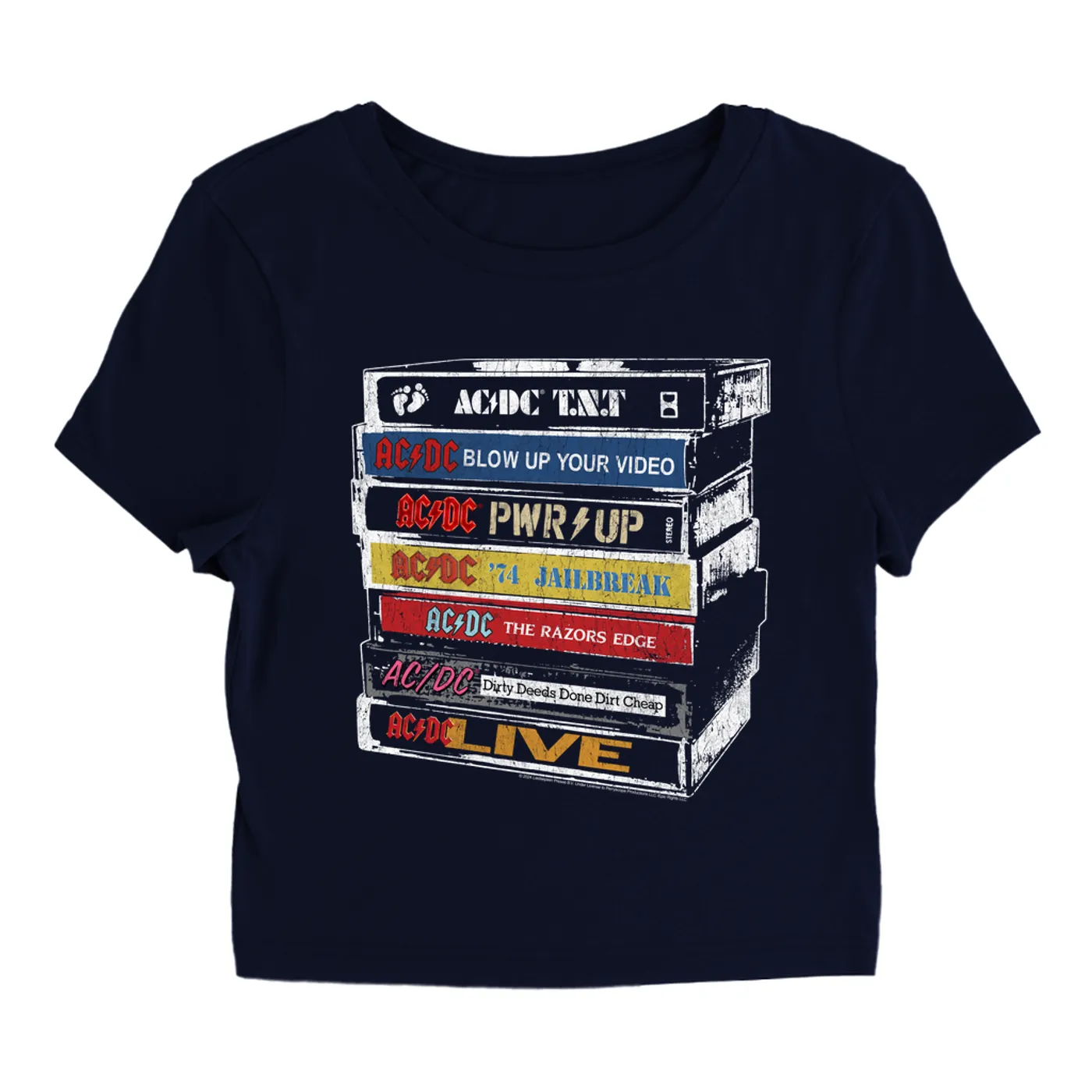 AC/DC Women's T-Shirt | Stacked Tapes (Merchbar Exclusive) ACDC Baby Tee