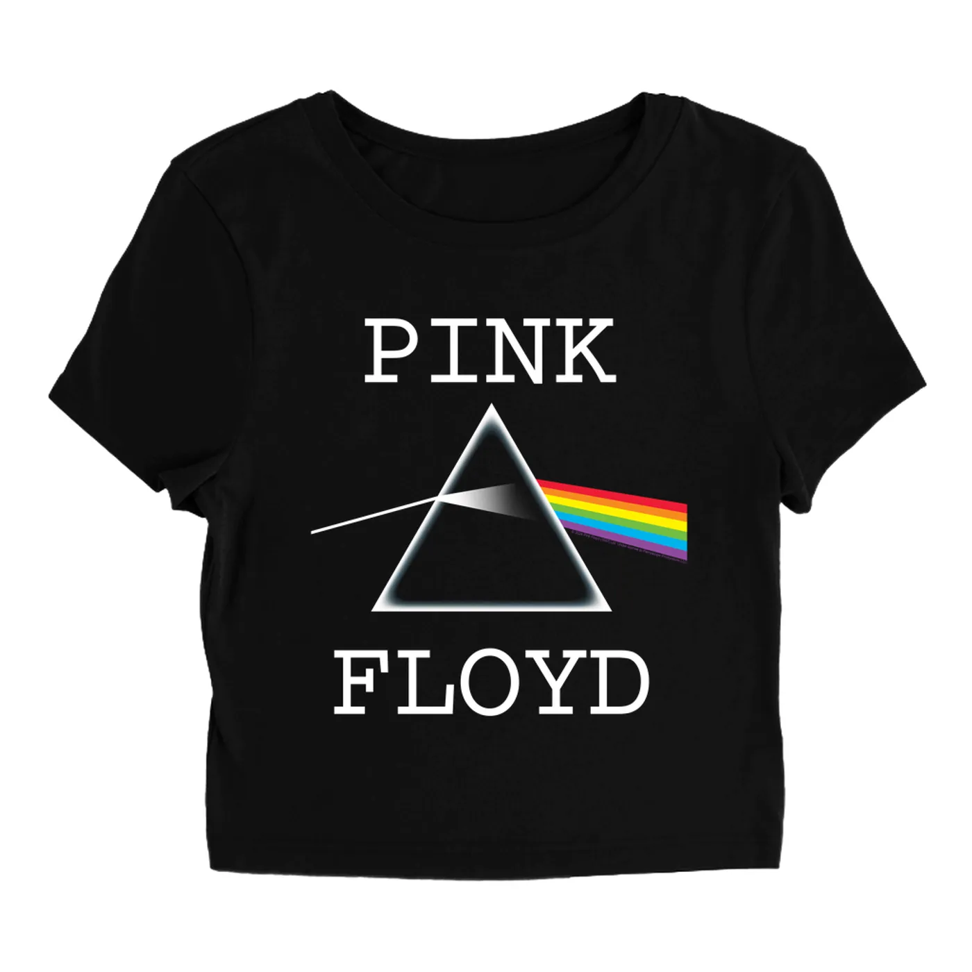 Pink Floyd Women's T-Shirt | The Classic Dark Side Of The Moon Prism Logo Distressed Pink Floyd Baby Tee