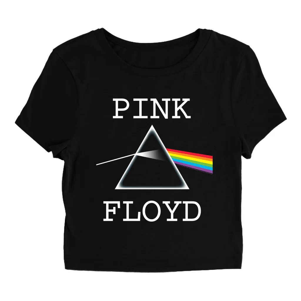 Women's T-Shirt | The Classic Dark Side Of The Moon Prism Logo Distressed Baby Tee