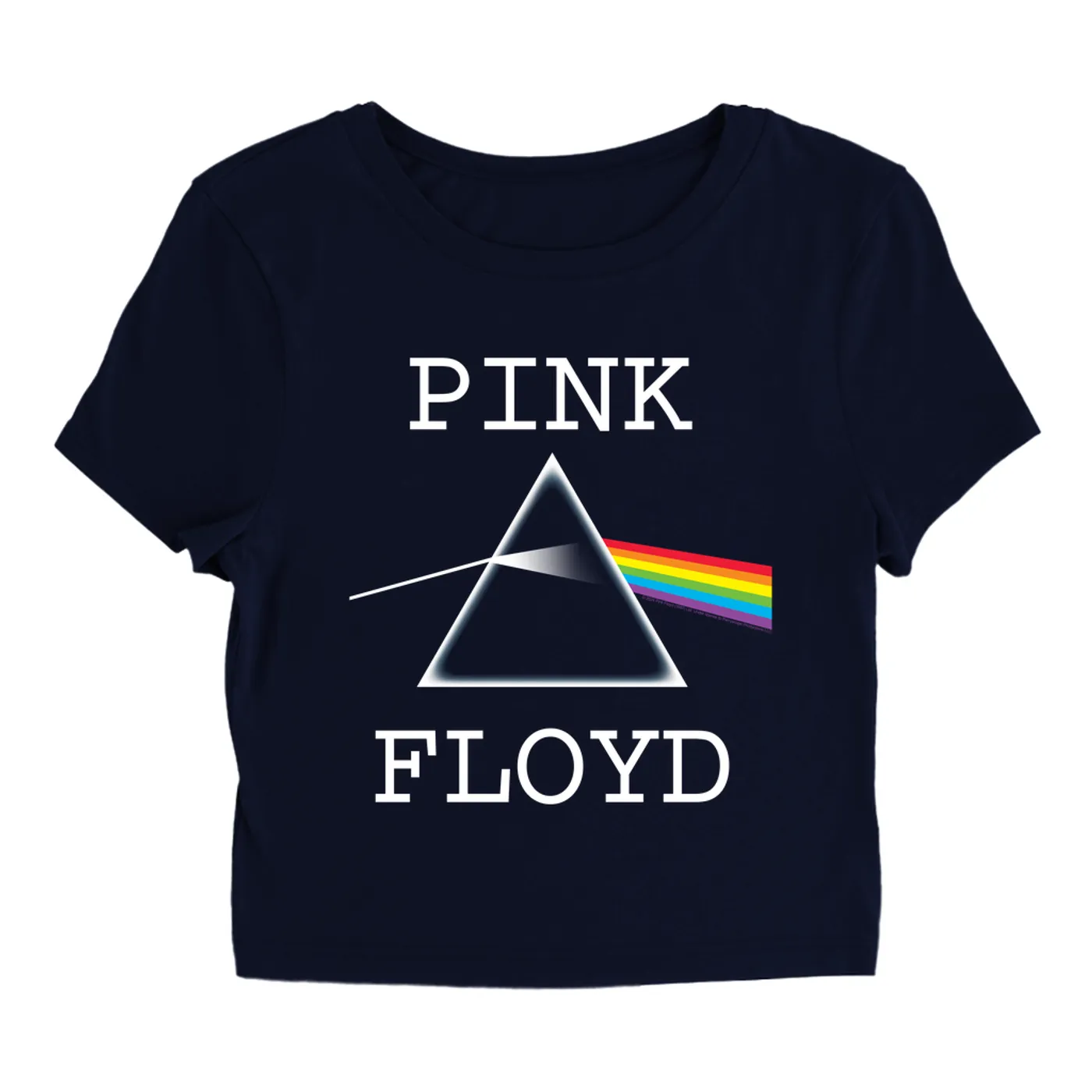 Pink Floyd Women's T-Shirt | The Classic Dark Side Of The Moon Prism Logo Distressed Pink Floyd Baby Tee