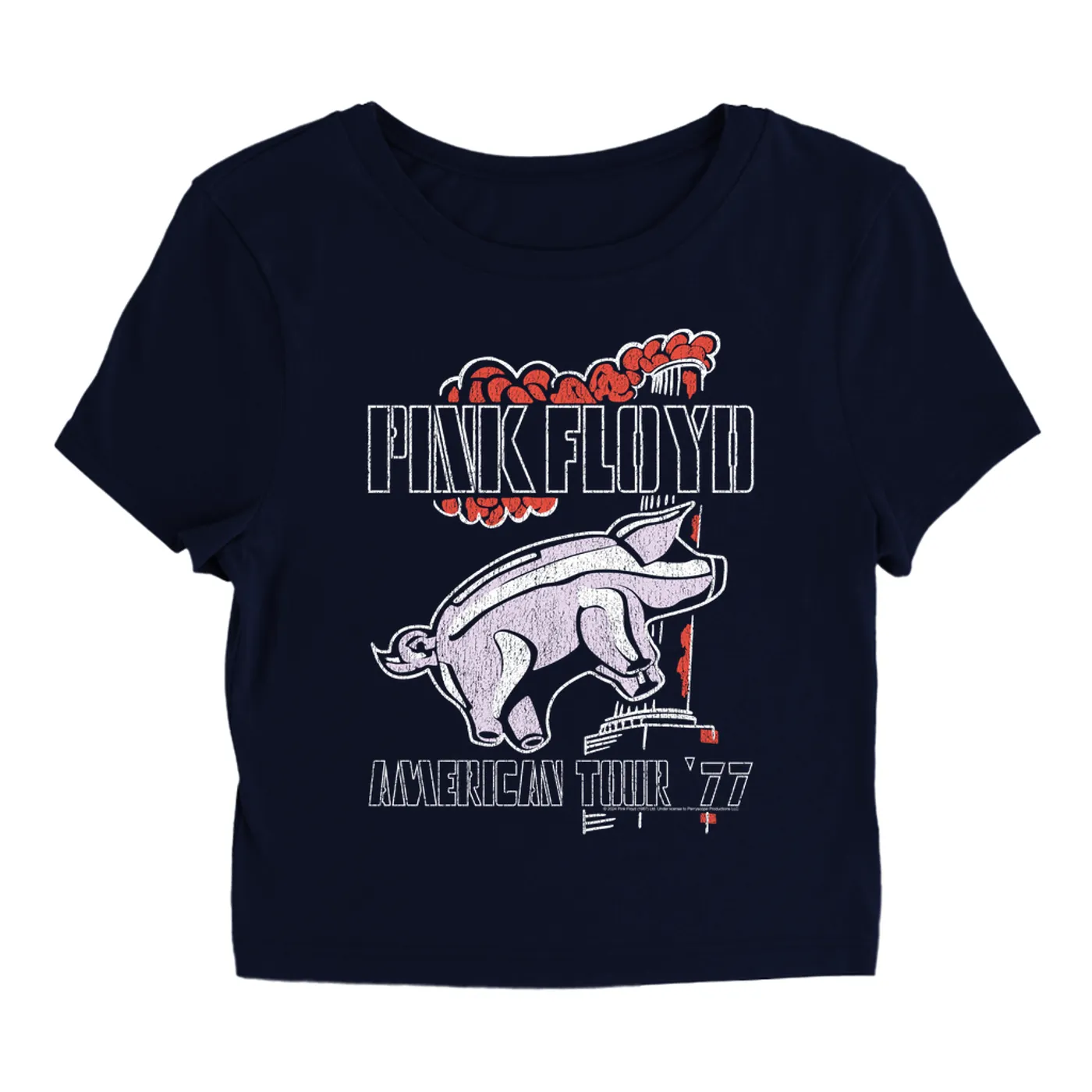 Pink Floyd Women's T-Shirt | Animals Tour '77 Retro Illustration Pink Floyd Baby Tee