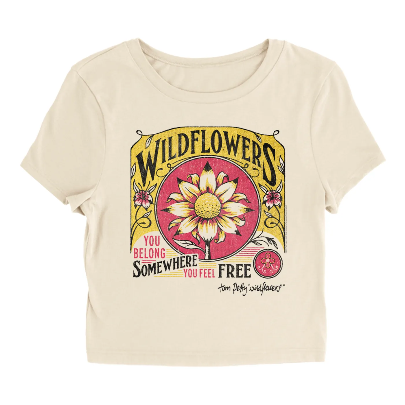 Tom Petty and the Heartbreakers Women's T-Shirt | Wildflowers Cover Art Tom Petty Baby Tee