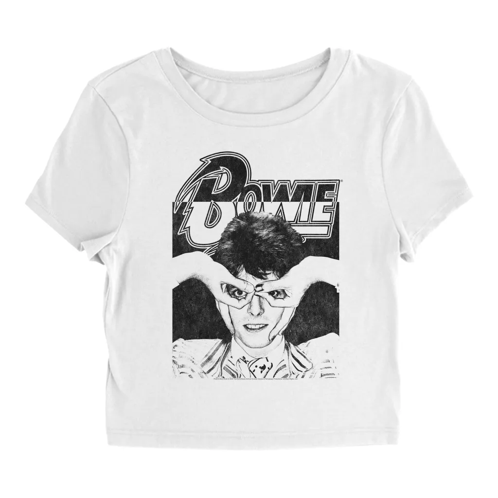 Women's T-Shirt | Silly Face Finger Glasses Color Block Distressed (Equineop Exclusive) Baby Tee