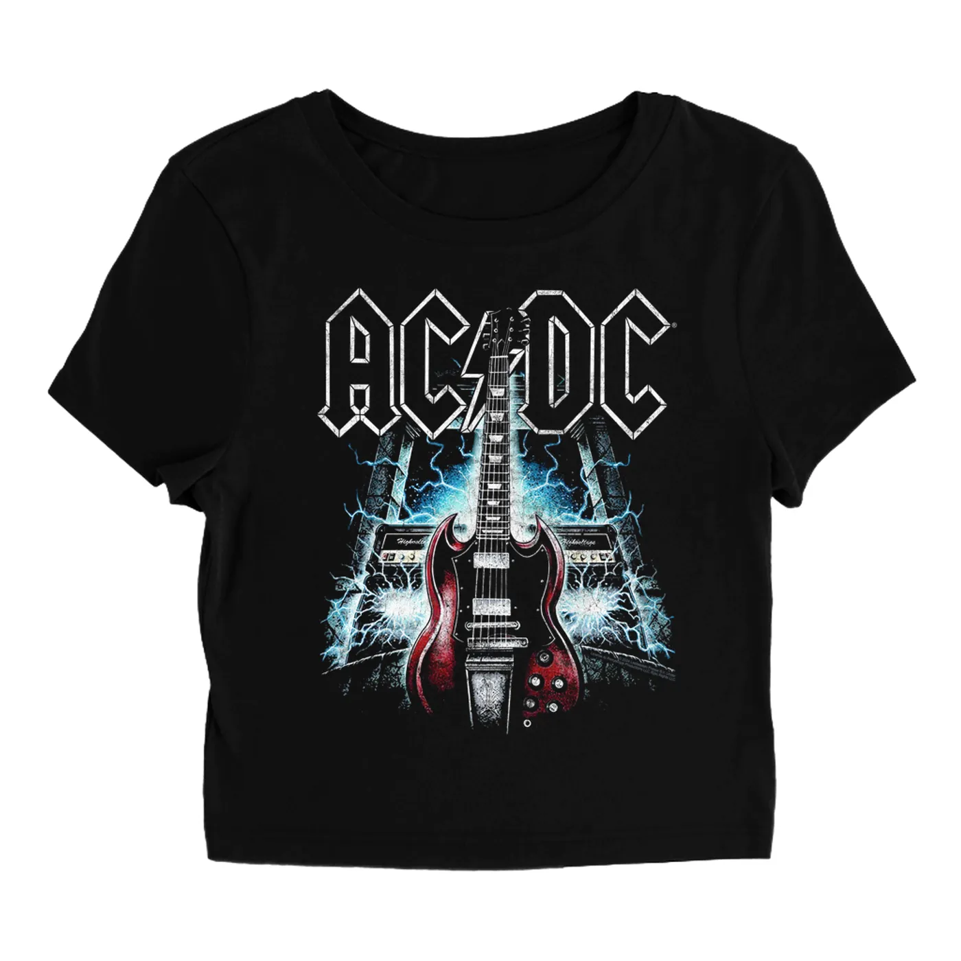 AC/DC Women's T-Shirt | Electrified Guitars And Amps ACDC Baby Tee