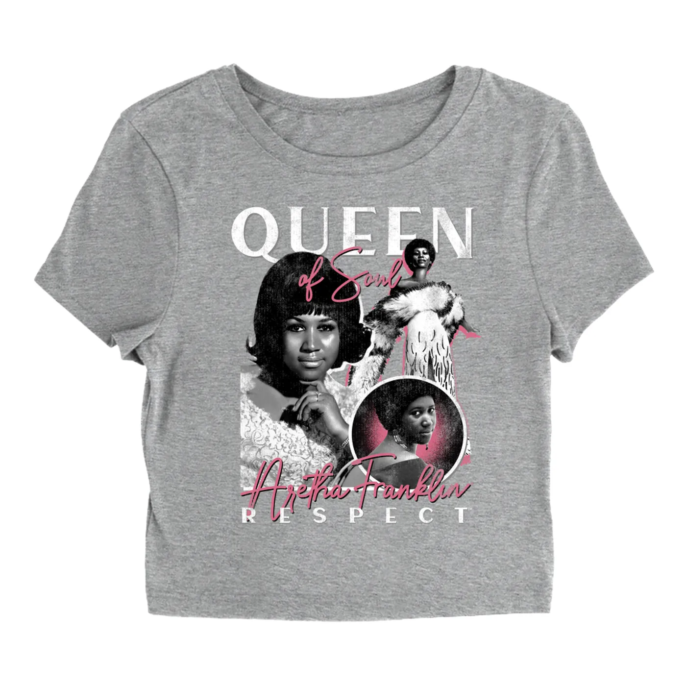 Aretha Franklin Women's T-Shirt | Queen Of Soul Pink Collage Aretha Franklin Baby Tee
