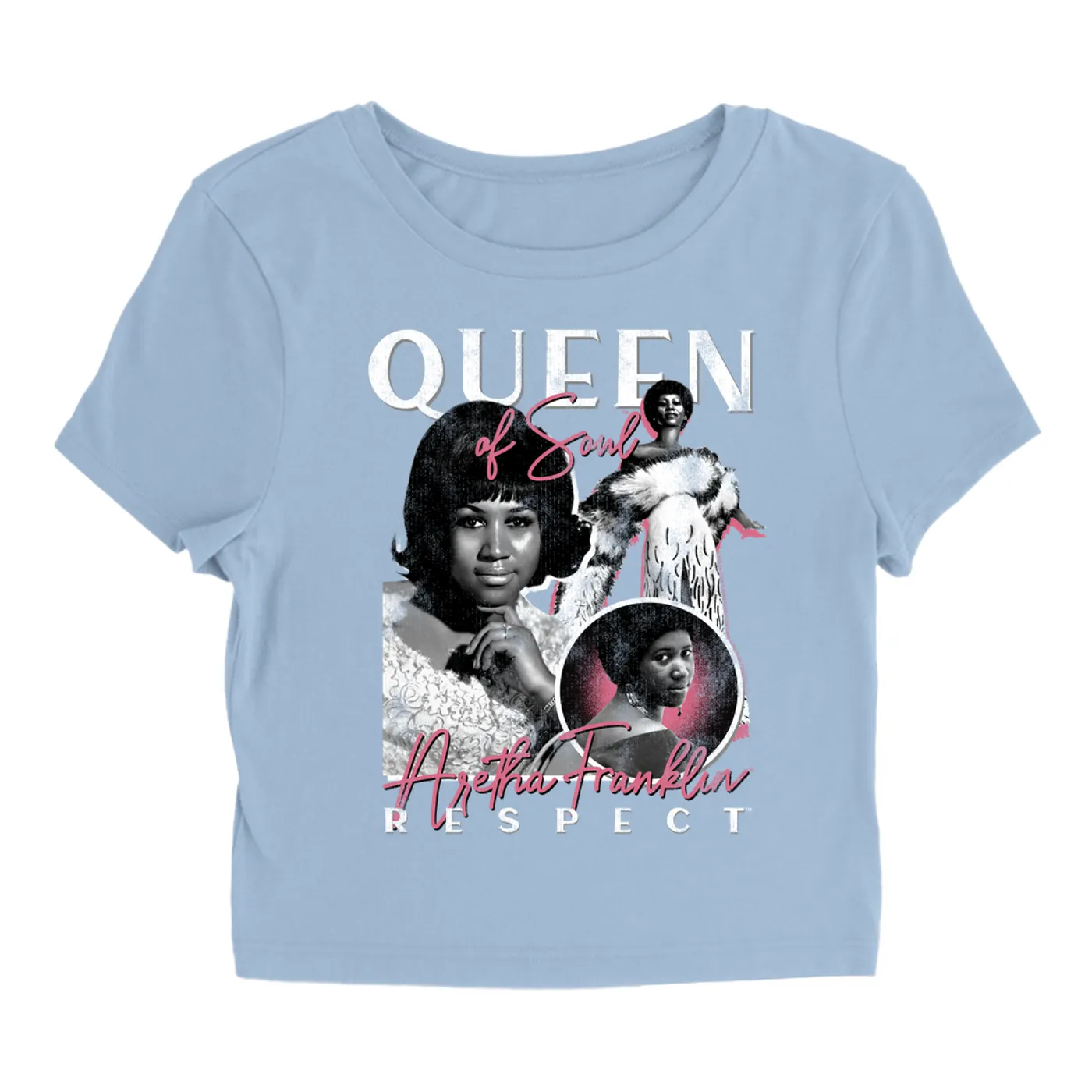 Aretha Franklin Women's T-Shirt | Queen Of Soul Pink Collage Aretha Franklin Baby Tee