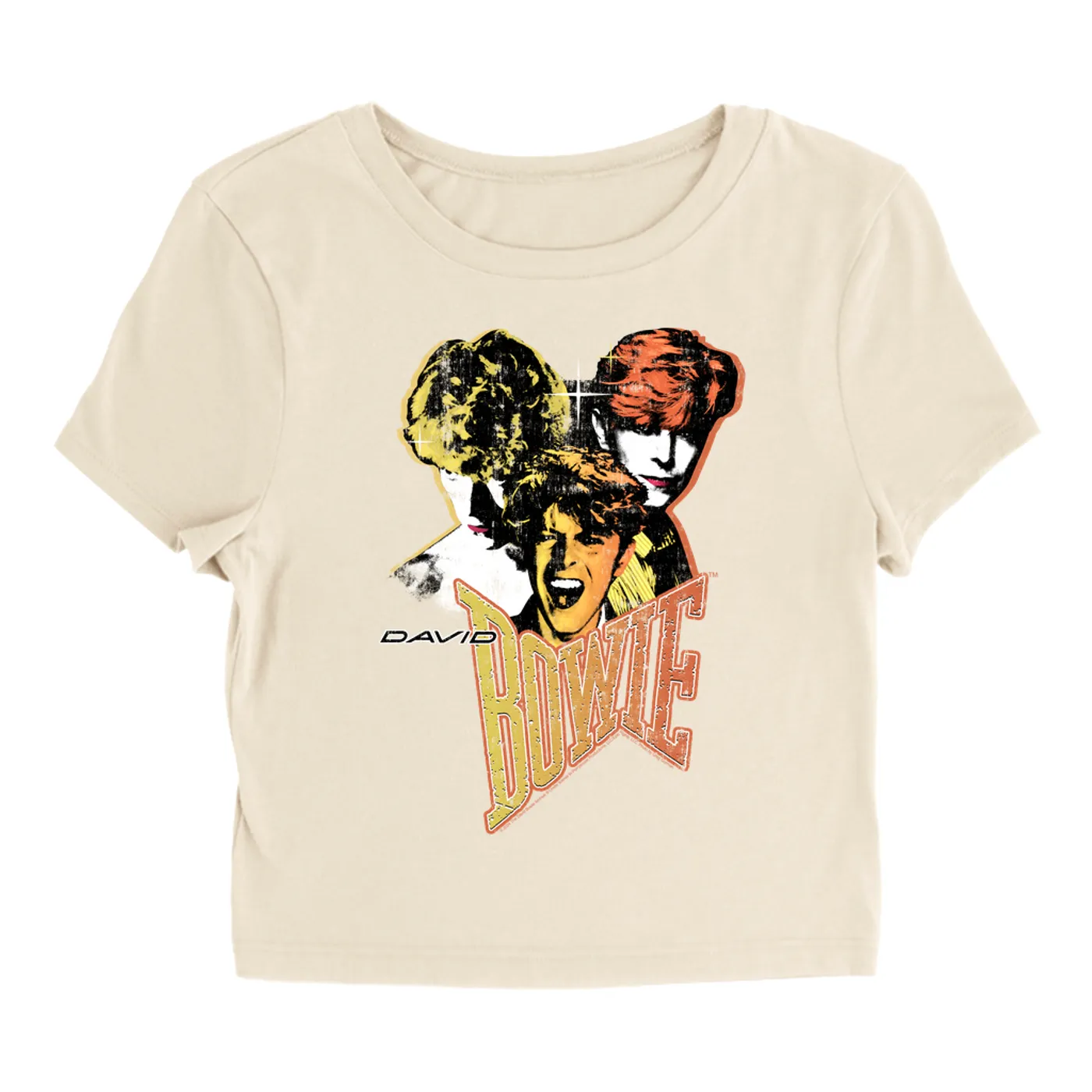 David Bowie Women's T-Shirt | Let's Dance Era Collage Distressed (Merchbar Exclusive) David Bowie Baby Tee