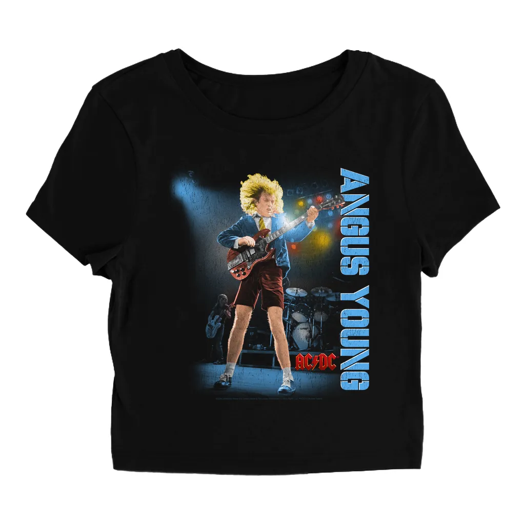 Women's T-Shirt | Angus Young Guitar Solo Distressed (Equineop Exclusive) Baby Tee