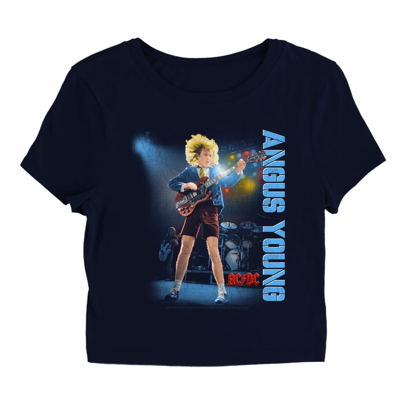 AC/DC Women's T-Shirt | Angus Young Guitar Solo Distressed (Merchbar Exclusive) ACDC Baby Tee