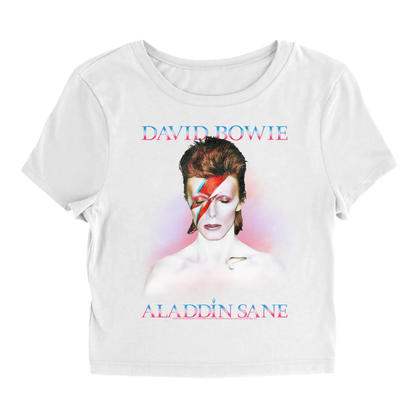 David Bowie Women's T-Shirt | Aladdin Sane Album Cover Glow Design Distressed David Bowie Baby Tee