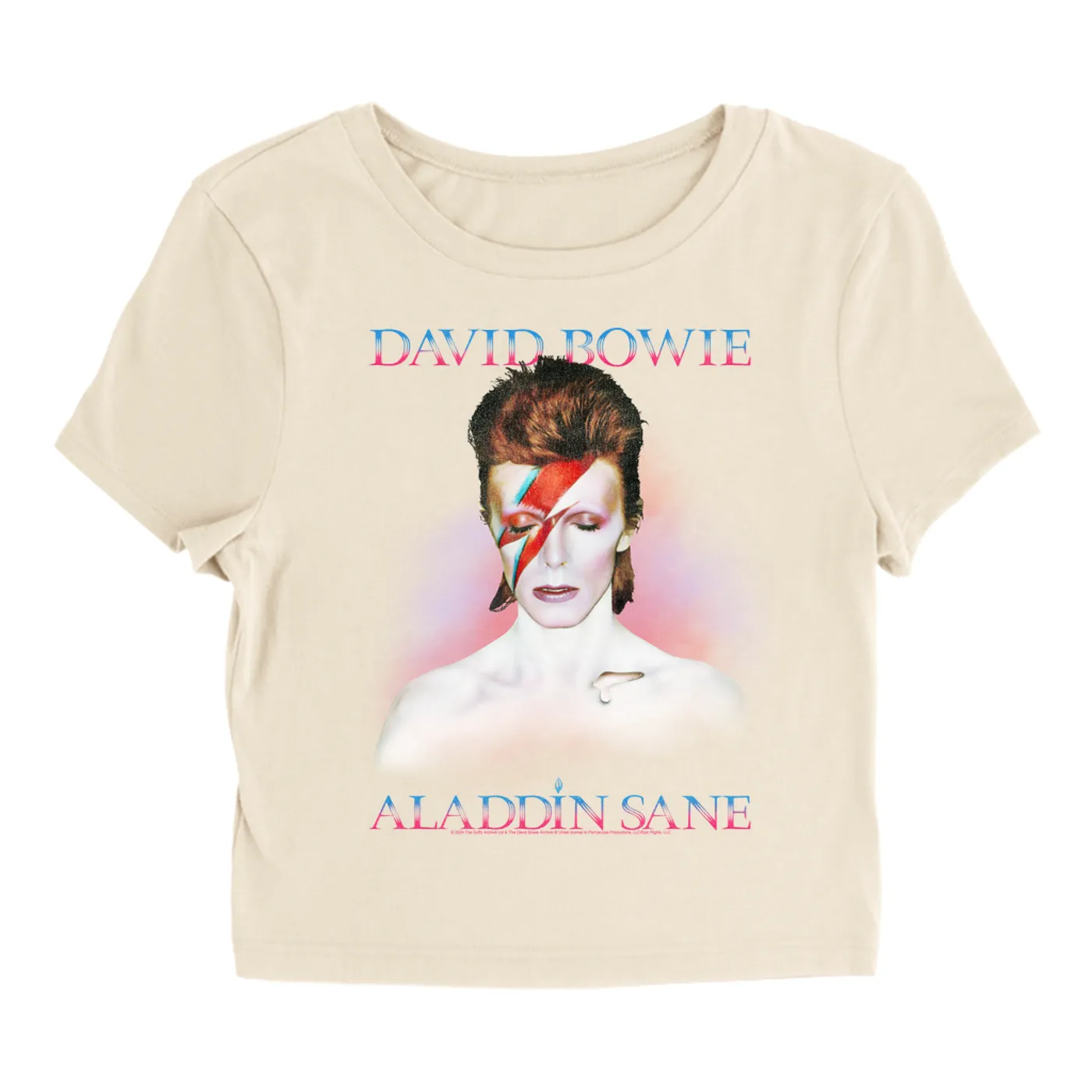 David Bowie Women's T-Shirt | Aladdin Sane Album Cover Glow Design Distressed David Bowie Baby Tee