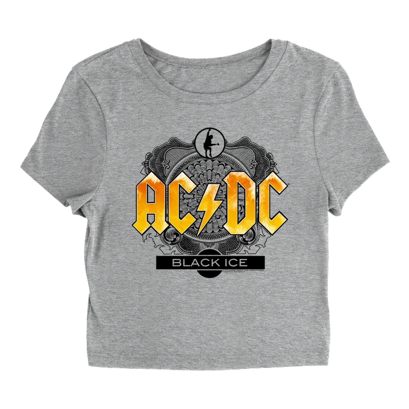 AC/DC Women's T-Shirt | Black Ice Album Art Design Yellow ACDC Baby Tee