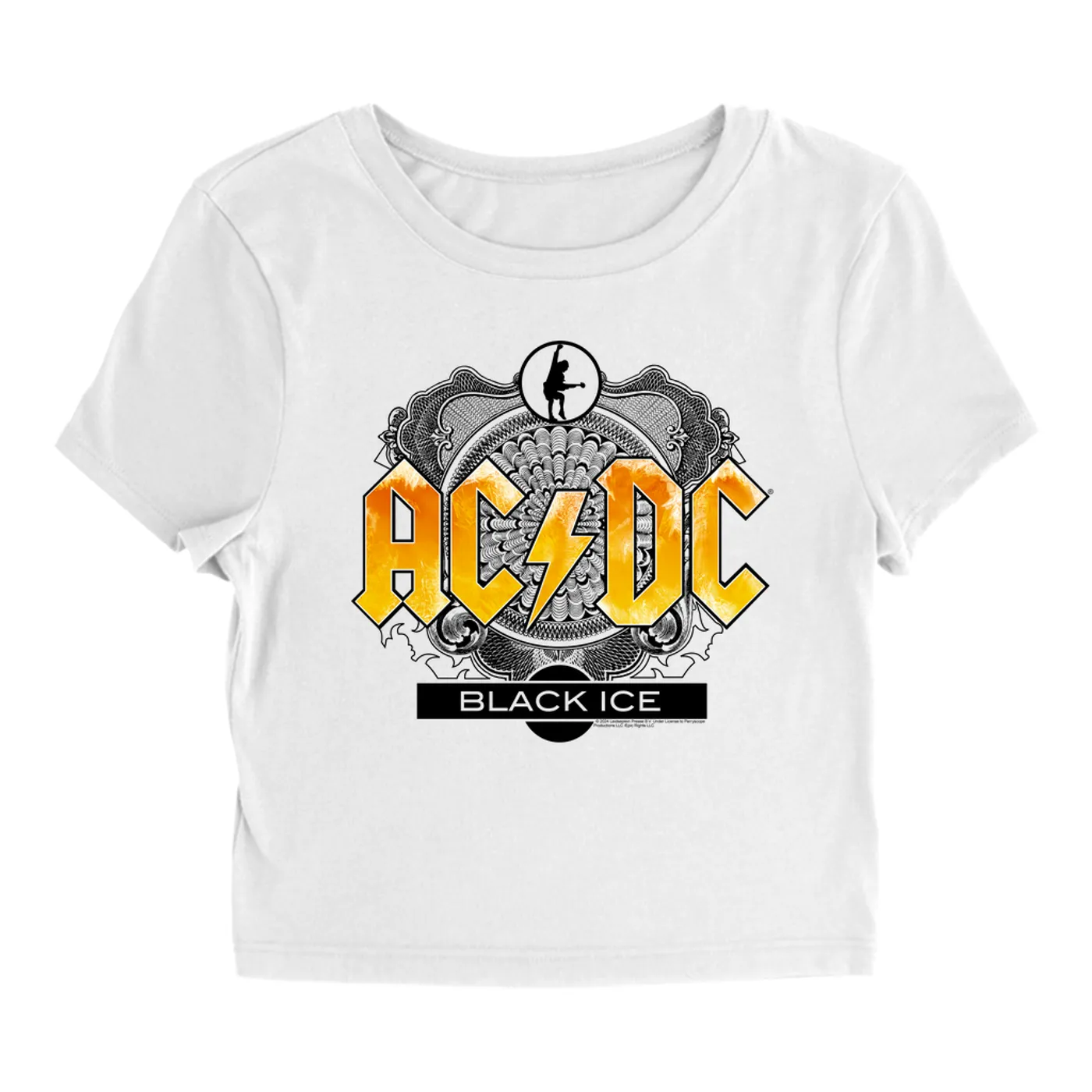 AC/DC Women's T-Shirt | Black Ice Album Art Design Yellow ACDC Baby Tee
