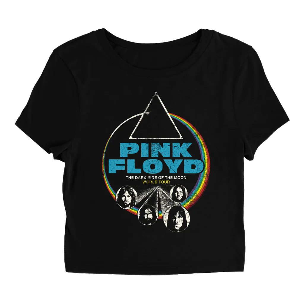 Women's T-Shirt | World Tour The Dark Side Of The Moon Design Distressed Baby Tee