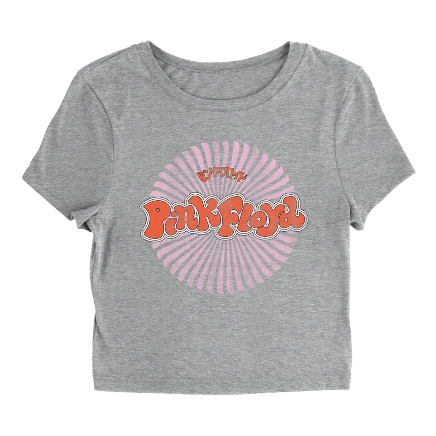 Pink Floyd Women's T-Shirt | Red Pink Japan Logo Distressed Pink Floyd Baby Tee