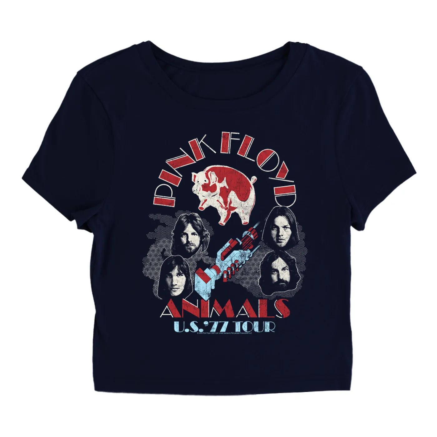 Pink Floyd Women's T-Shirt | U.S. Tour 1977 Classic Retro Pink Floyd Baby Tee