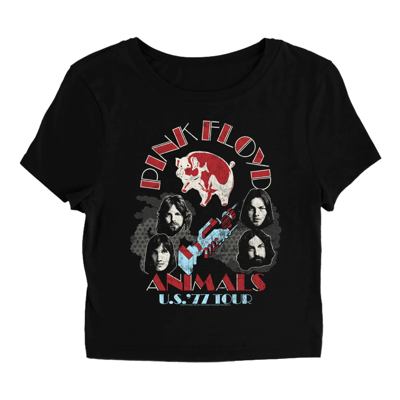 Pink Floyd Women's T-Shirt | U.S. Tour 1977 Classic Retro Pink Floyd Baby Tee