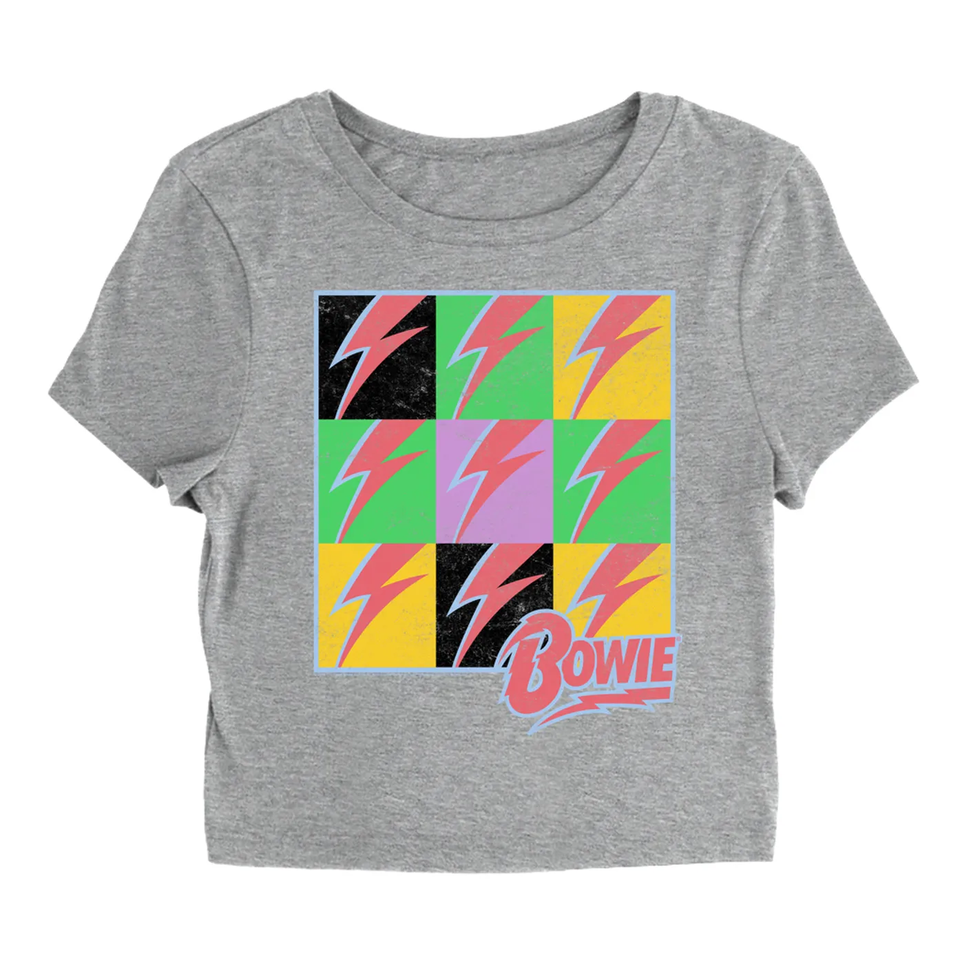 David Bowie Women's T-Shirt | Pop Art Bolt Design Distressed David Bowie Baby Tee