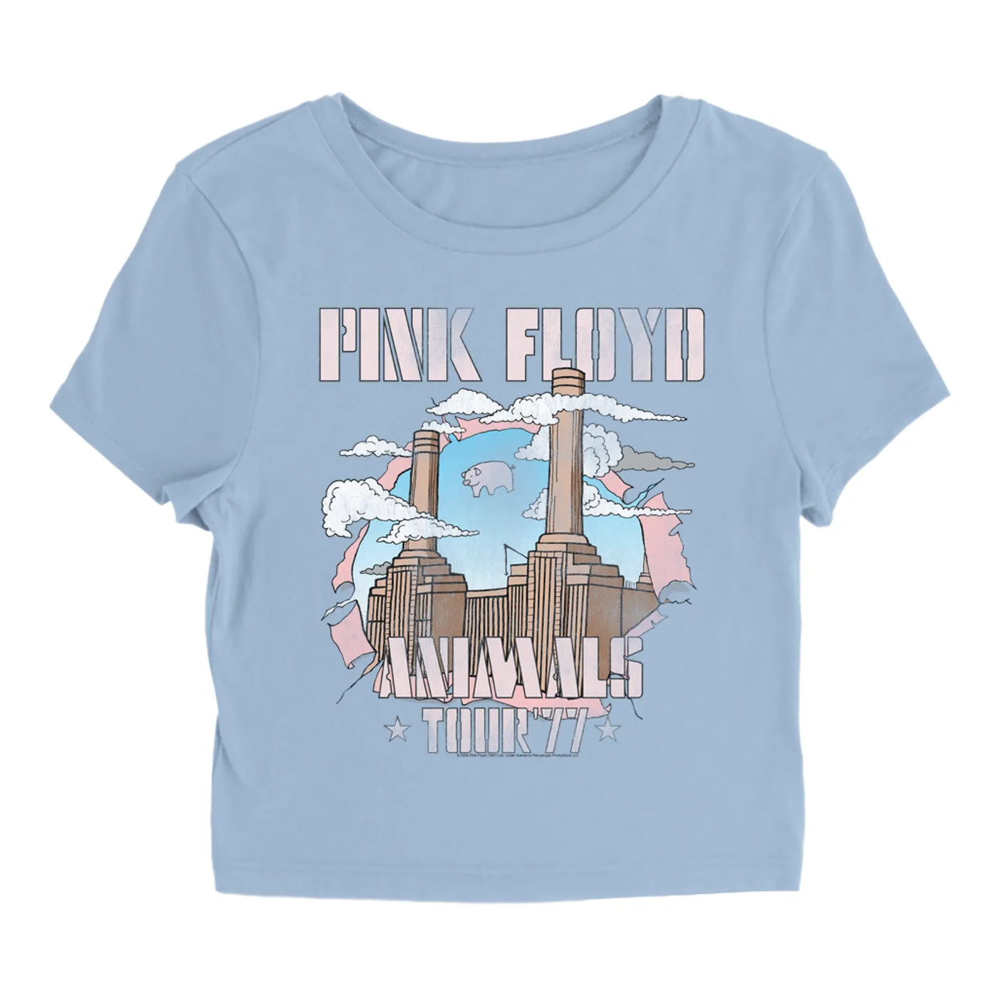 Pink Floyd Women's T-Shirt | Factory Animals Tour '77 Pink Floyd Baby Tee