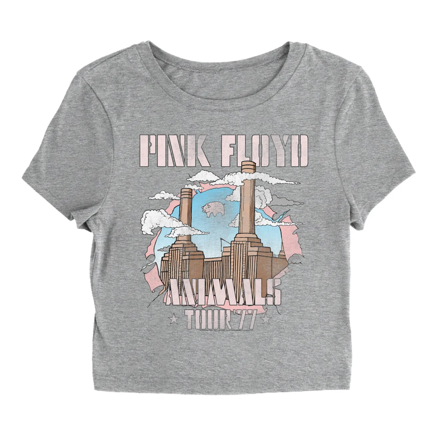Pink Floyd Women's T-Shirt | Factory Animals Tour '77 Pink Floyd Baby Tee