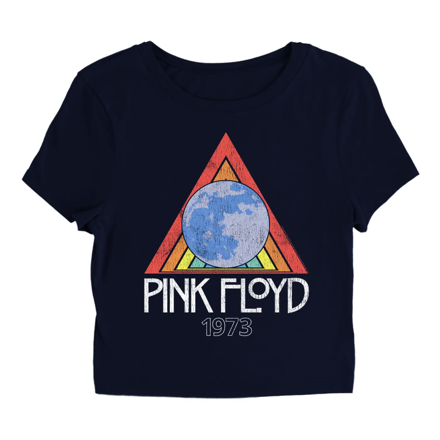 Genesis Pink Floyd Women's T-Shirt | 1973 Gone Global Distressed Pink Floyd Baby Tee