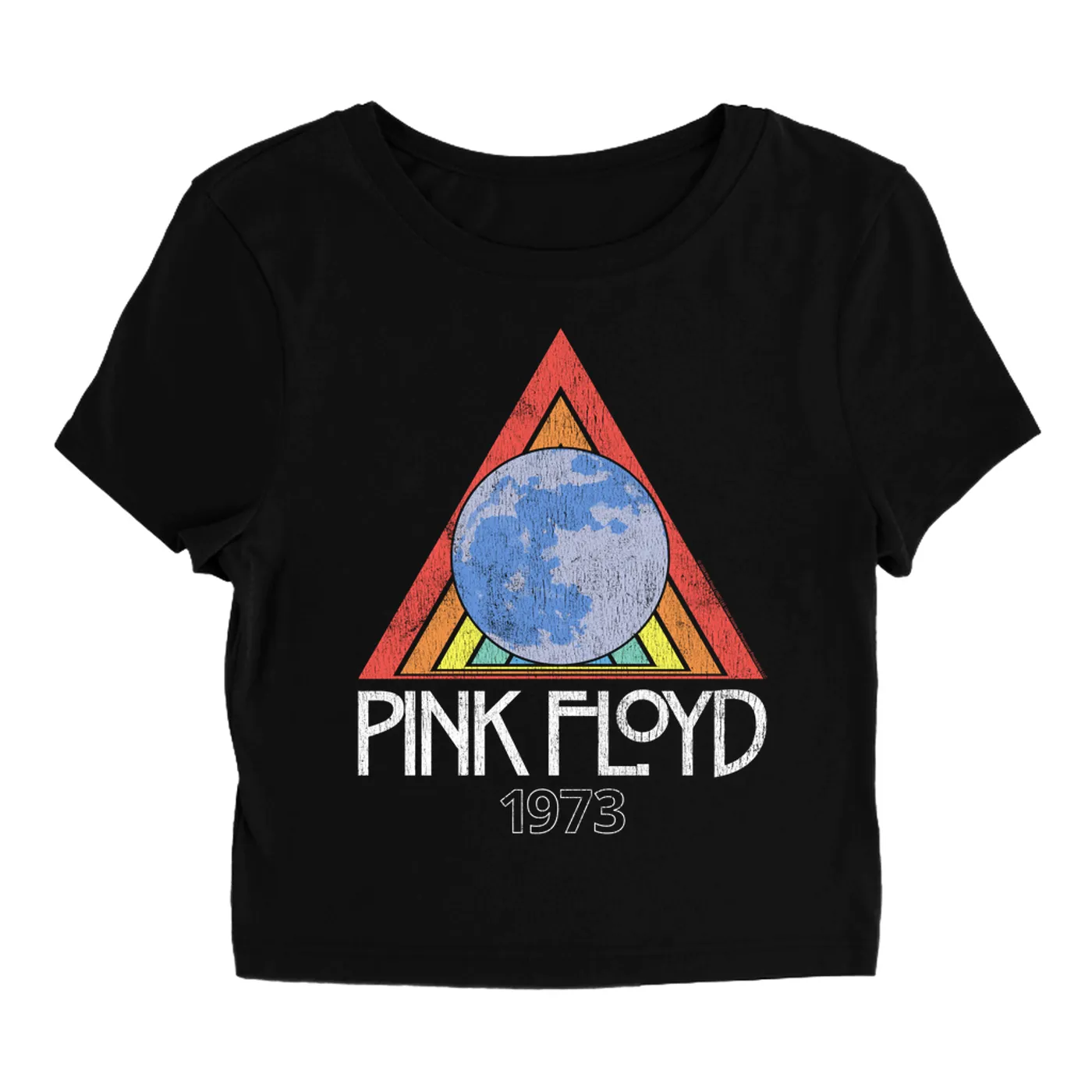 Genesis Pink Floyd Women's T-Shirt | 1973 Gone Global Distressed Pink Floyd Baby Tee