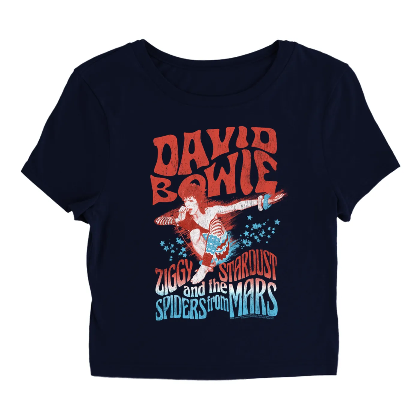 David Bowie Women's T-Shirt | Red, White, Blue Ziggy Stardust And The Spiders From Mars (Merchbar Exclusive) David Bowie Baby Tee