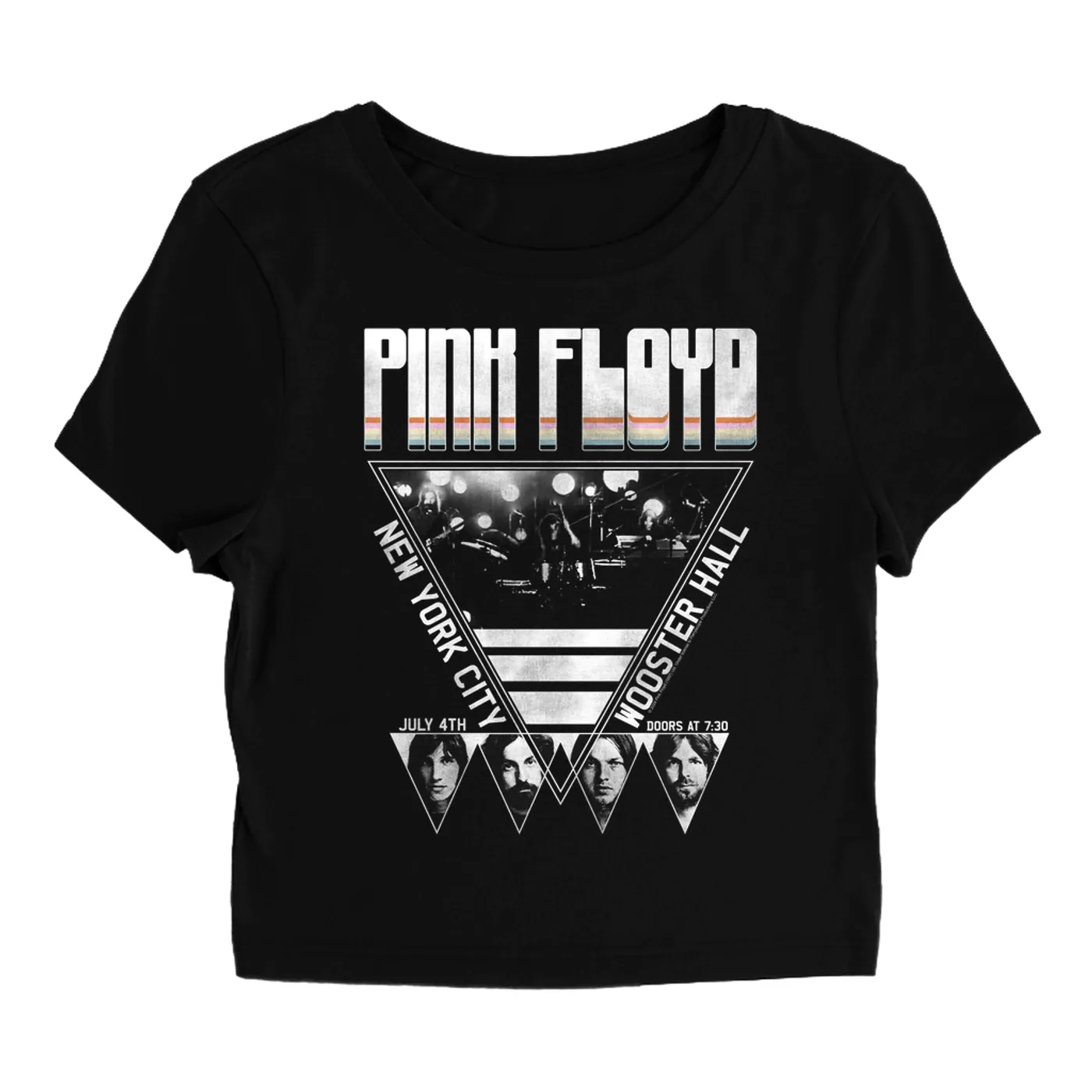 Pink Floyd Women's T-Shirt | NYC LIVE In Concert 4th Of July Distressed (Merchbar Exclusive) Pink Floyd Baby Tee