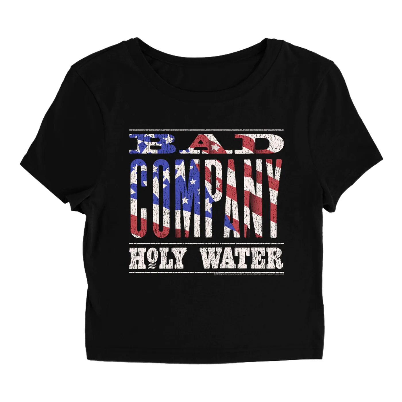 Bad Company Women's T-Shirt | Patriotic Holy Water Design Bad Company Baby Tee