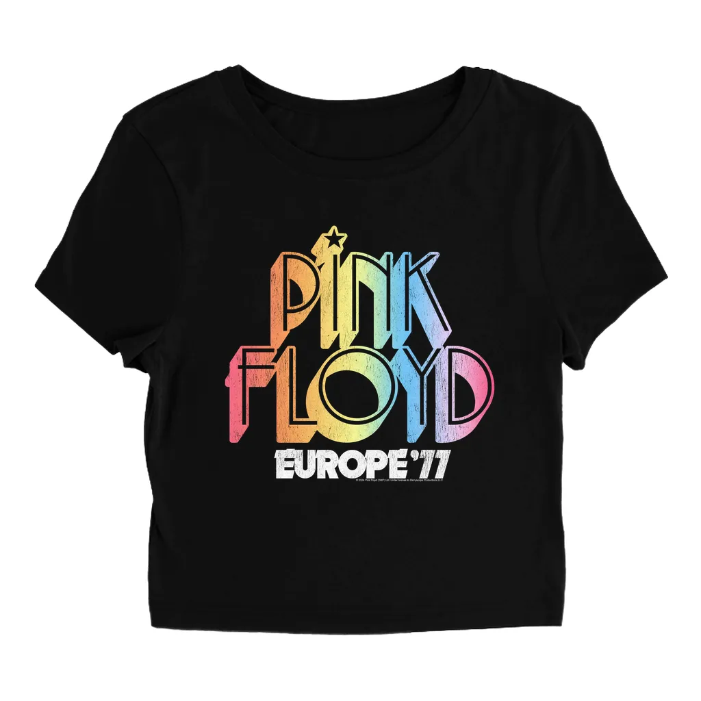 Women's T-Shirt | Europe '77 Rainbow Ombre Tour Distressed Baby Tee