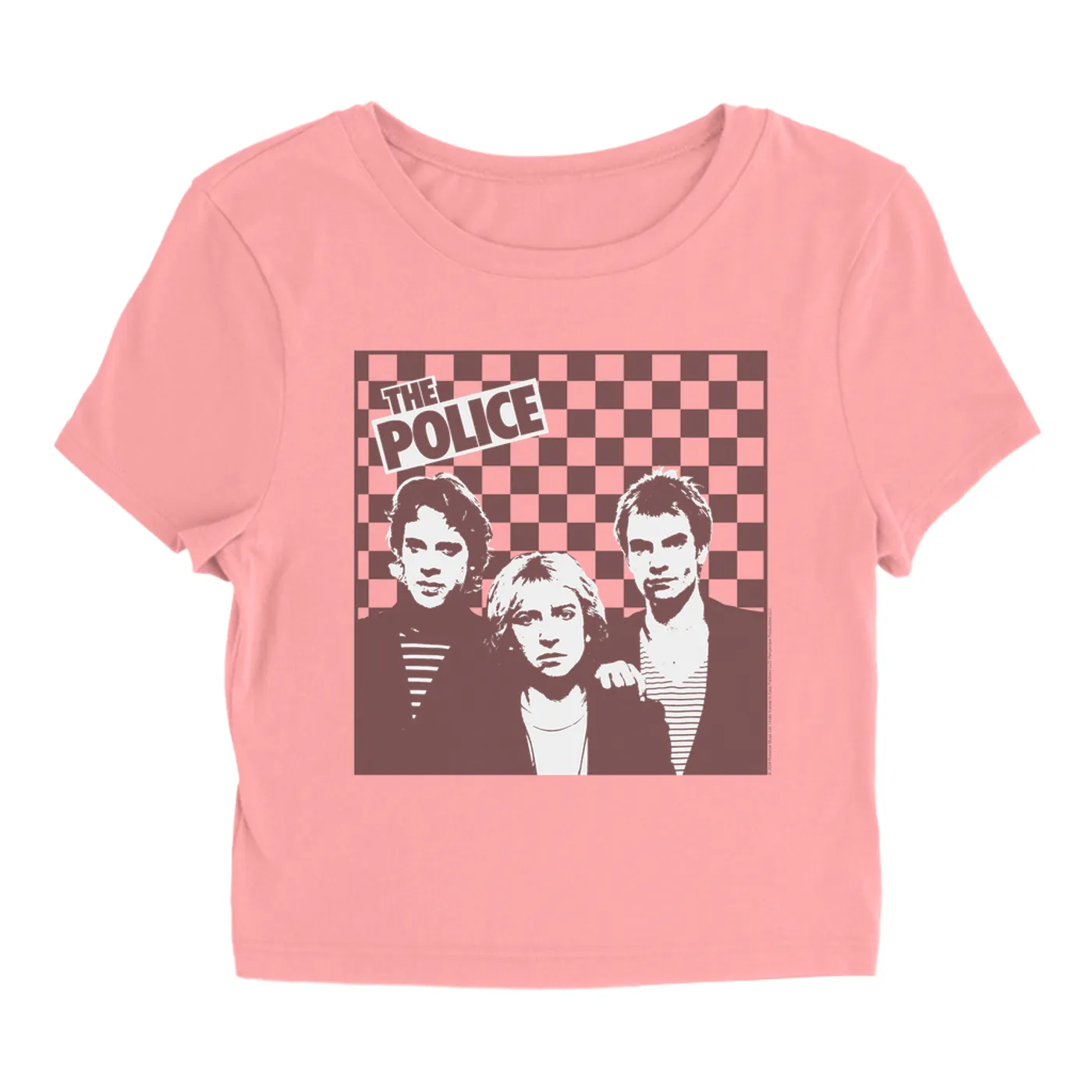 The Police Women's T-Shirt | The Trio Retro Checkered The Police Baby Tee
