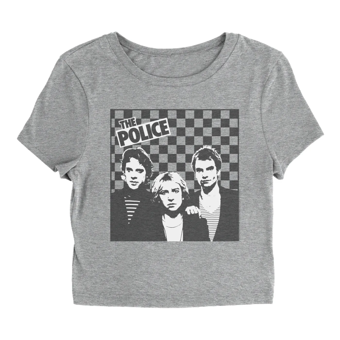 The Police Women's T-Shirt | The Trio Retro Checkered The Police Baby Tee
