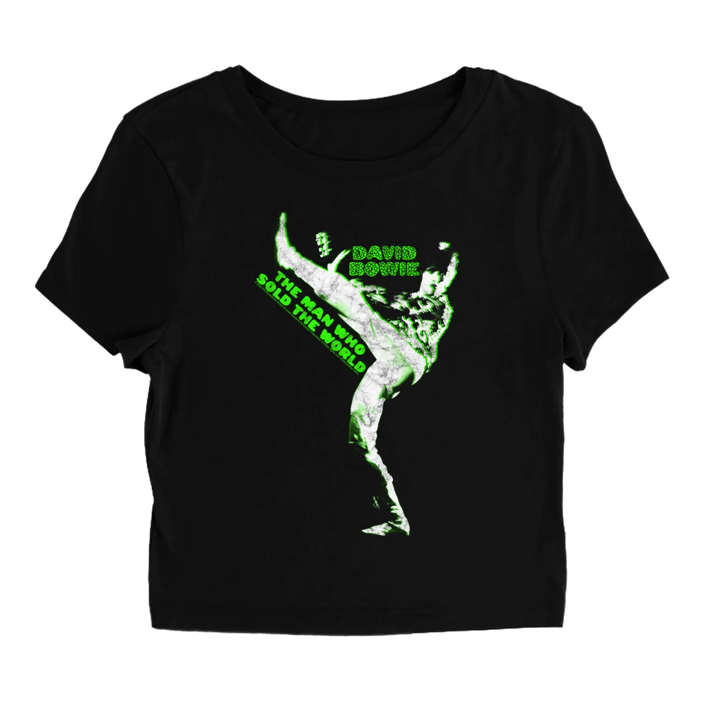 David Bowie Women's T-Shirt | Neon Green The Man Who Sold The World David Bowie Baby Tee